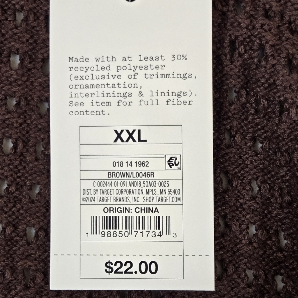 NWT A New Day Chocolate Open Knit Sleeveless Sweater XXL - Picture 9 of 13